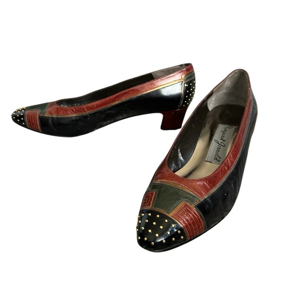 Margaret Jerrold Shoes - Margaret Jerrold Vintage Women's Multicolor Patchwork Pumps size 9M